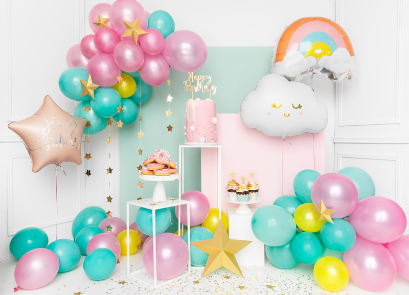 Balon foliowy Happy Birthday, 40cm, jasny pudrowy róż - obrazek 5