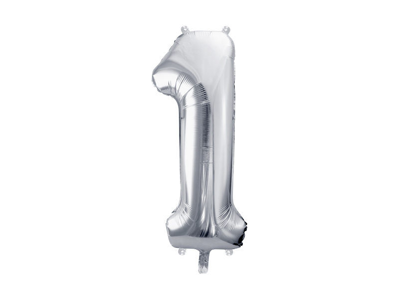 Balon foliowy Cyfra ''1'', 72cm, srebrny