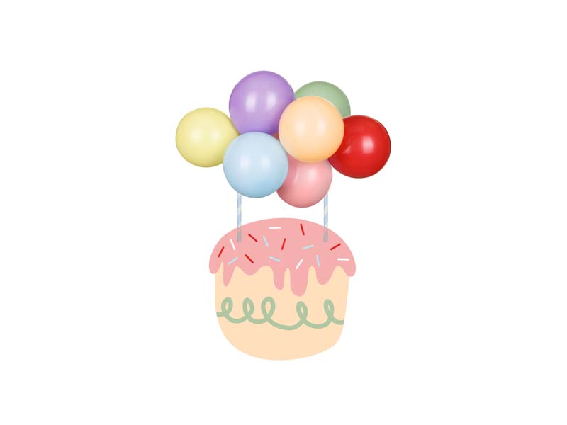 Balonowy topper na tort, tęcza, mix, 29 cm - obrazek 2