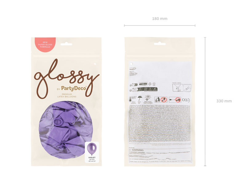Balony Glossy 30cm, fiolet (1 op. / 50 szt.) - obrazek 5