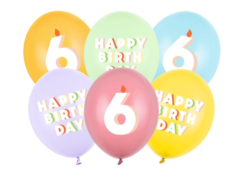 Balony 30 cm, 6, mix (1 op. / 6 szt.)