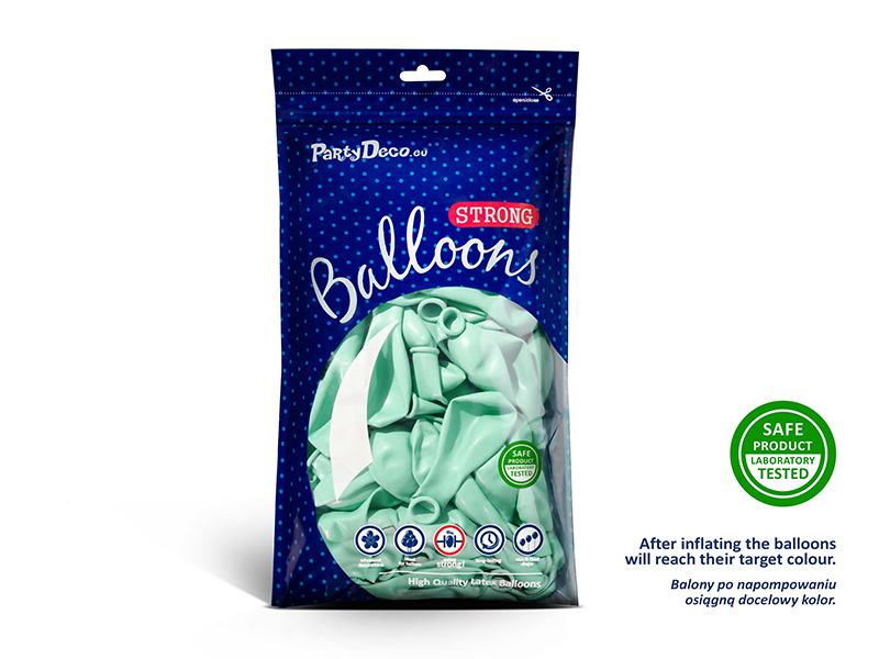 Balony Strong 27cm, Pastel Light Mint (1 op. / 100 szt.) - obrazek 7