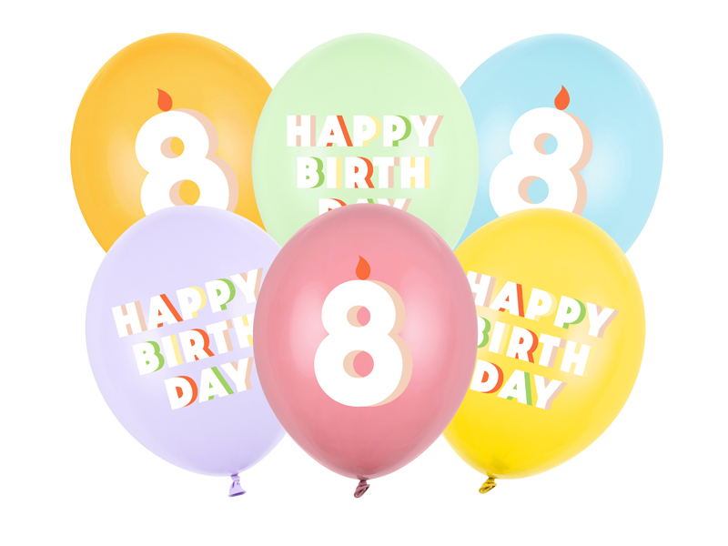 Balony 30 cm, 8, mix (1 op. / 6 szt.)