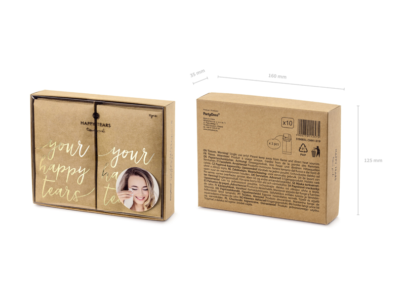 Chusteczki higieniczne Your happy tears, złoty, 7,5x12cm (1 op. / 10 szt.) - obrazek 6