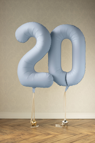 Balon foliowy Cyfra '0', 86cm, mglisty niebieski - obrazek 3