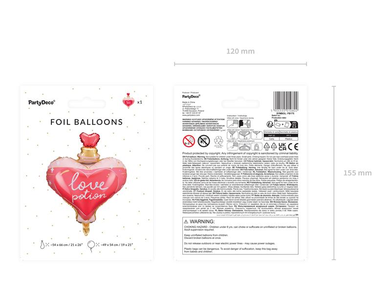 Balon foliowy Eliksir miłości, 54x66 cm, mix - obrazek 7