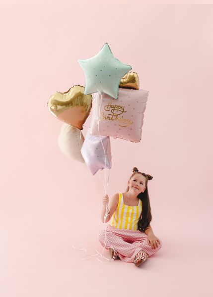Zestaw balonów foliowych Prezent Happy Birthday, mix (1 op. / 5 szt.) - obrazek 4