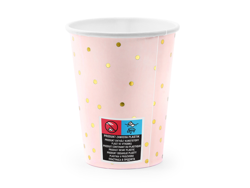 Kubeczki Kropki, jasny róż, 260 ml (1 op. / 6 szt.) - obrazek 2