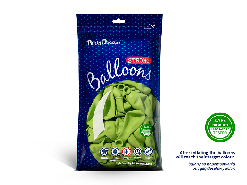 Balony Strong 27cm, Pastel Lime Green (1 op. / 100 szt.) - obrazek 5