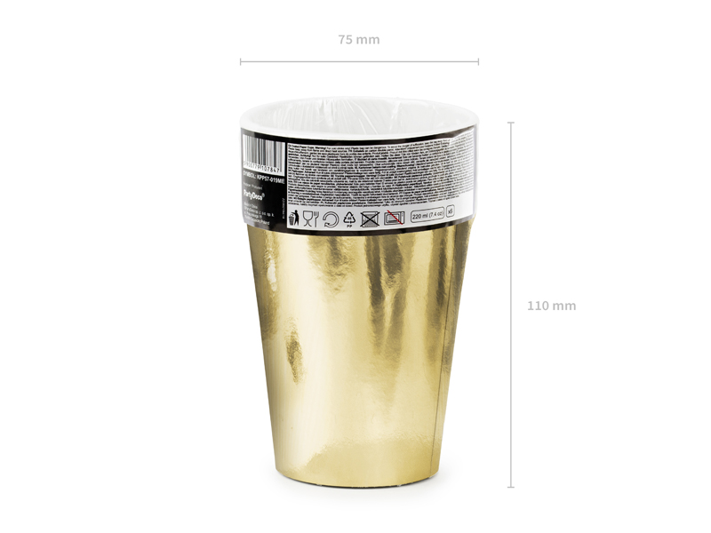 Kubeczki, złoty, 220ml (1 op. / 6 szt.) - obrazek 7
