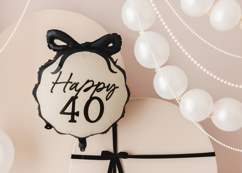 Balon foliowy pastylka Happy ''40'', 47.5x45 cm, mix - obrazek 2