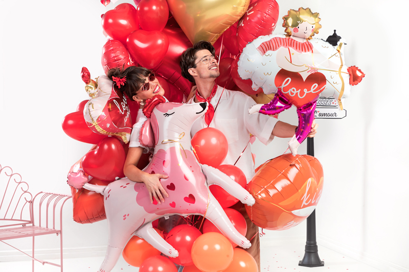 Balony 16'' Serca, Pastel czerwony (1 op. / 6 szt.) - obrazek 5
