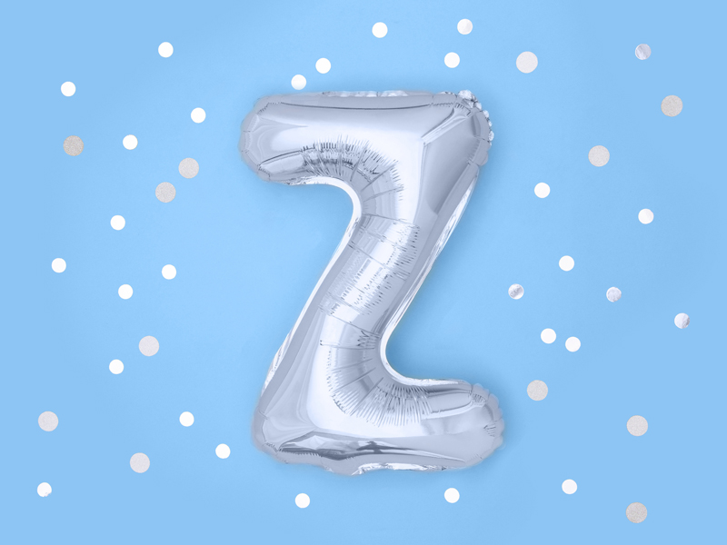 Balon foliowy Litera ''Z'', 35cm, srebrny - obrazek 2