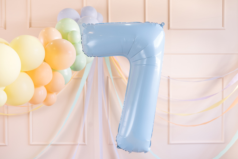 Balon foliowy Cyfra ''7'', 72cm, jasny niebieski - obrazek 2