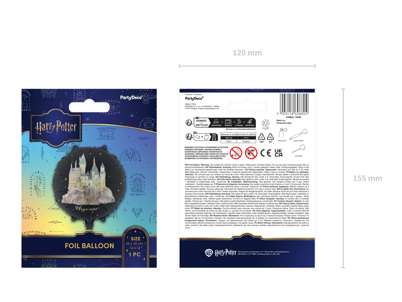 Balon foliowy Harry Potter Zamek Hogwart, 35 cm, czarny - obrazek 4