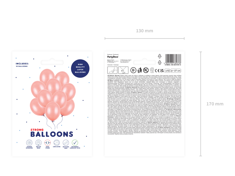 Balony Strong 27cm, Metallic Rose Gold (1 op. / 10 szt.) - obrazek 2