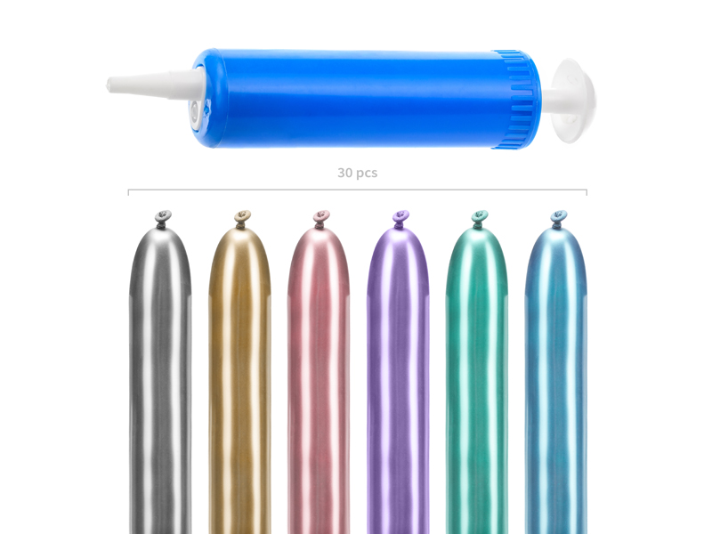 Balony modeliny Glossy 130cm z pompką, mix (1 op. / 30 szt.) - obrazek 2