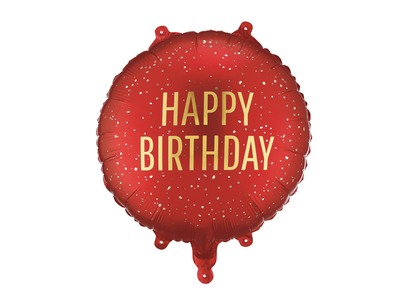 Balon foliowy pastylka ''Happy Birthday'', 35x35 cm, ciemny czerwony
