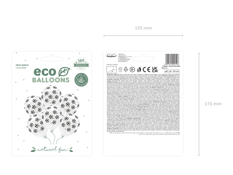 Balony Eco 33 cm pastelowe, Piłki, biały (1 op. / 6 szt.) - obrazek 2