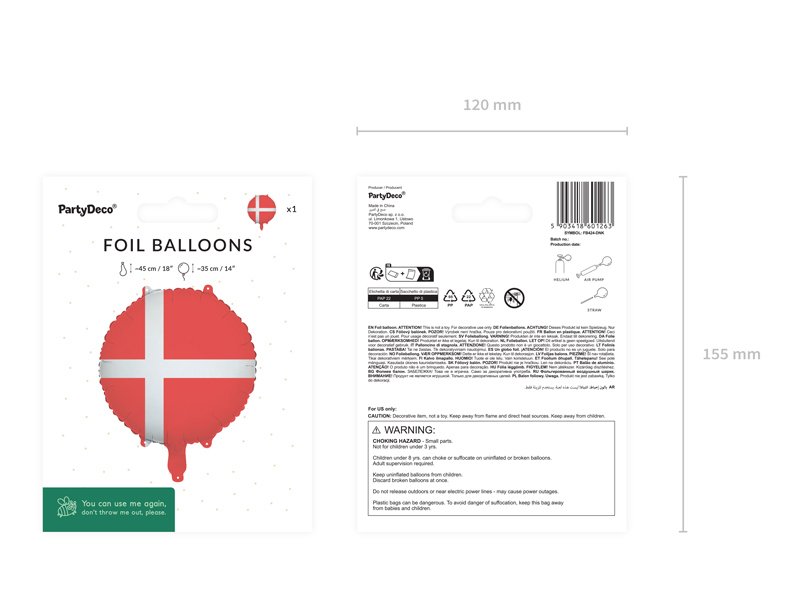 Balon foliowy Flaga Danii, 35 cm, mix - obrazek 5