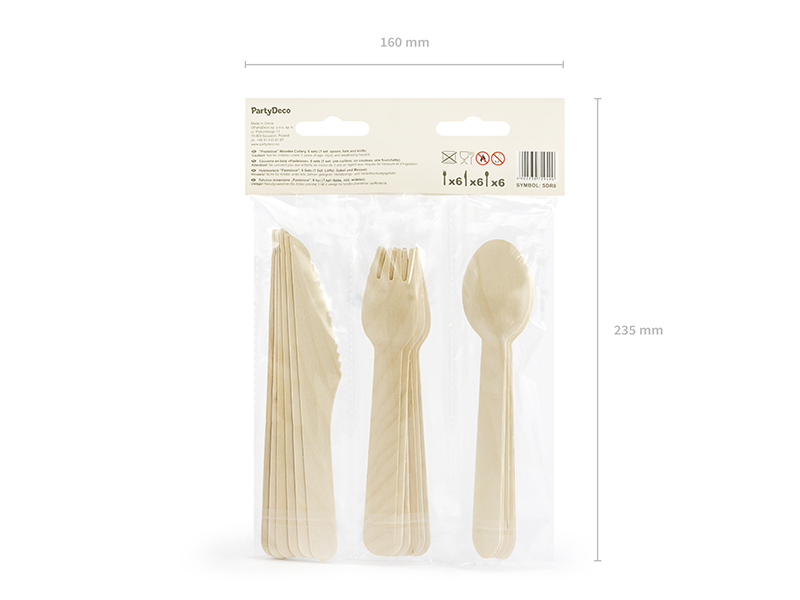 Sztućce drewniane, mix, 16cm (1 op. / 18 szt.) - obrazek 6
