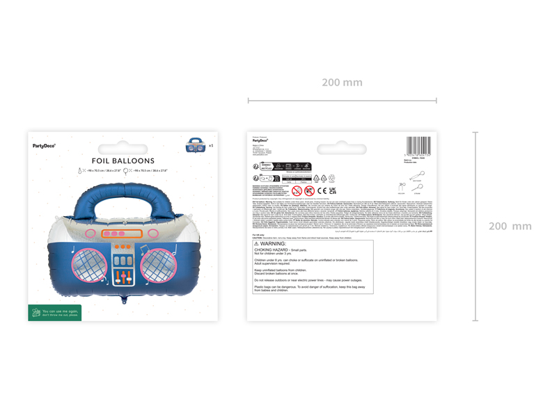 Balon foliowy Boombox, 98x70.5 cm, granatowy - obrazek 6