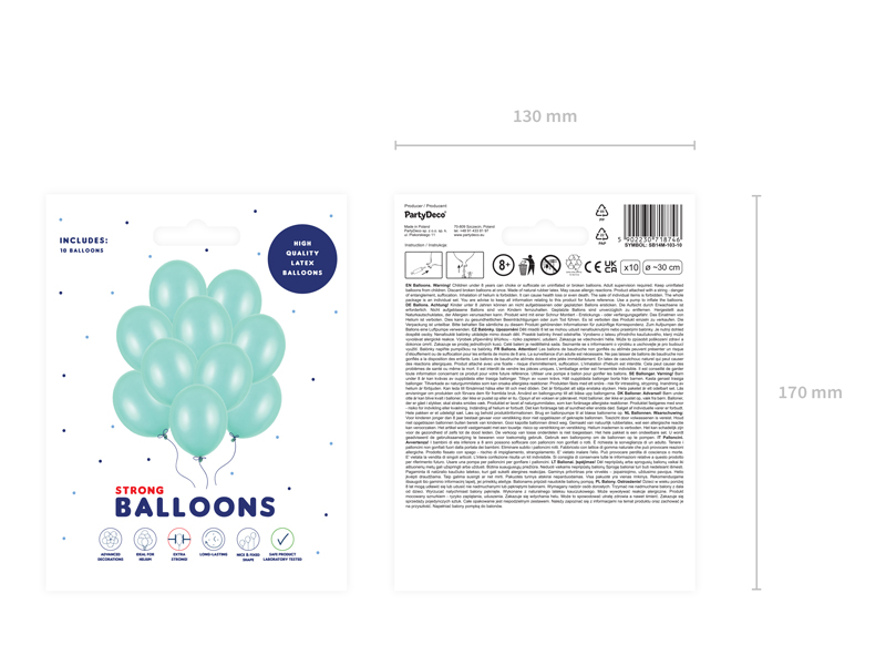 Balony Strong 30cm, Metallic Mint Green (1 op. / 10 szt.) - obrazek 2