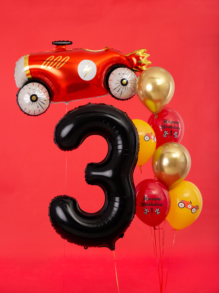 Balon foliowy Cyfra ''3'', 86cm, czarny - obrazek 5