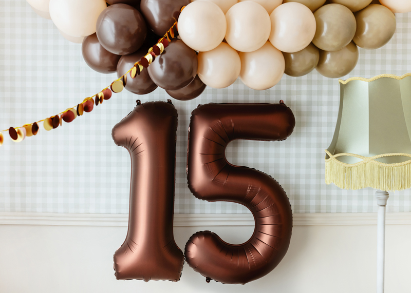 Balon foliowy Cyfra '5', 86cm, mocca - obrazek 2