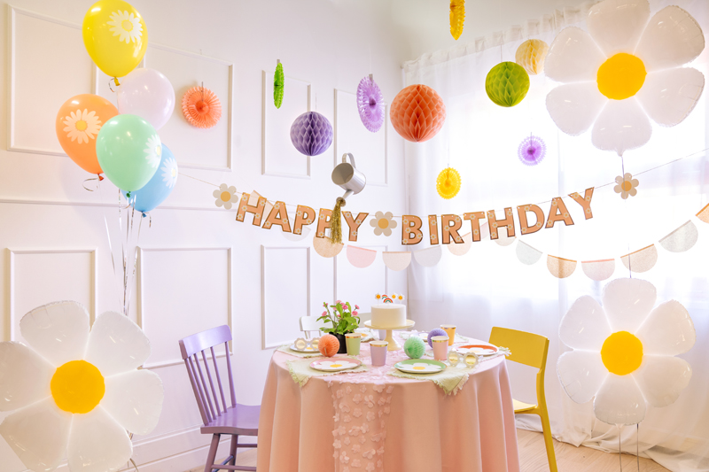 Balony Eco 30 cm, Stokrotki, mix (1 op. / 5 szt.) - obrazek 2