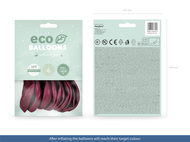 Balony Eco 30cm pastelowe, bordo (1 op. / 10 szt.) - obrazek 2