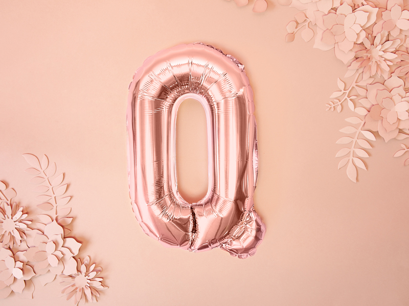 Balon foliowy Litera ''Q'', 35cm, różowe złoto - obrazek 2