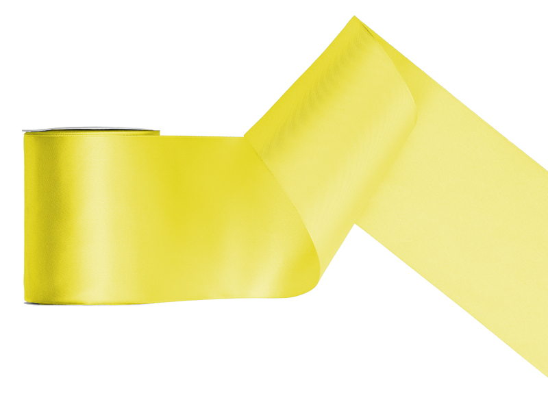 Tasiemka satynowa, żółty, 100mm/25m
