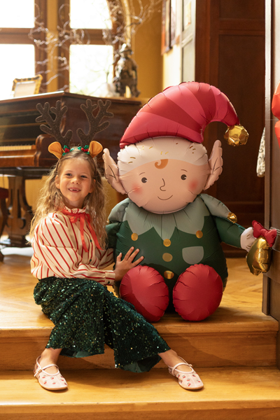 Balon foliowy Elf, 89x92 cm, zielono-czerwony - obrazek 2