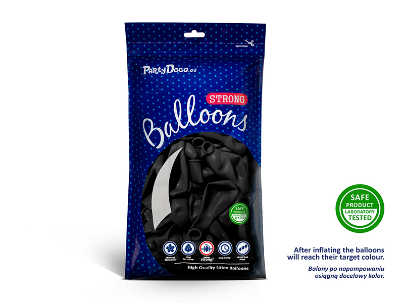 Balony Strong 30cm, Pastel Black (1 op. / 50 szt.) - obrazek 3