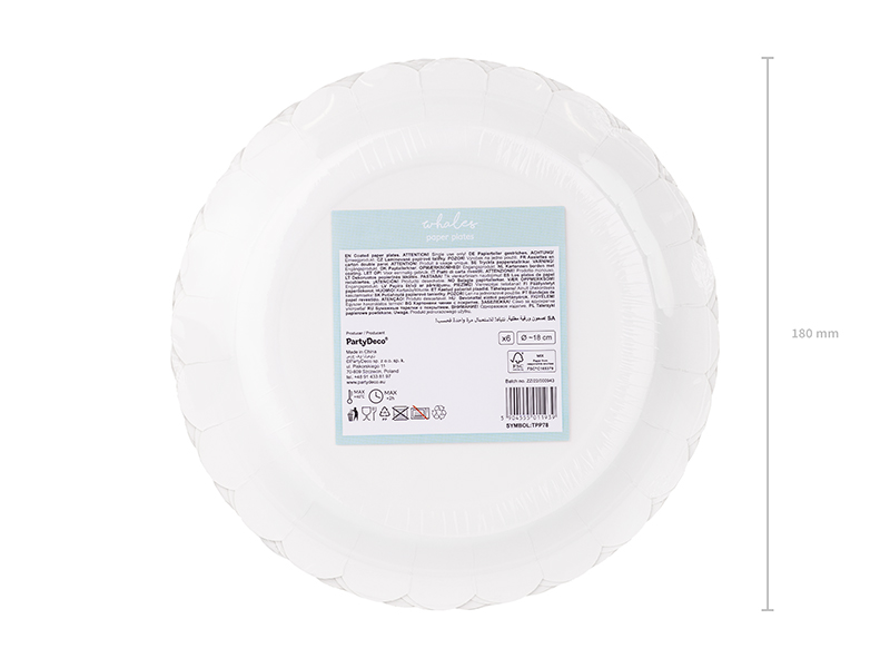 Talerzyki Wieloryby, mix, 18 cm (1 op. / 6 szt.) - obrazek 5