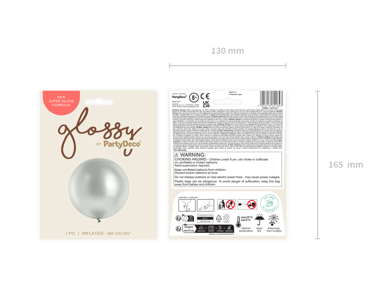 Balon Glossy 60cm, srebrny - obrazek 5