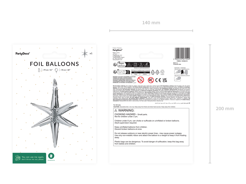 Balon foliowy Gwiazda 3D, 70cm, srebrny - obrazek 4