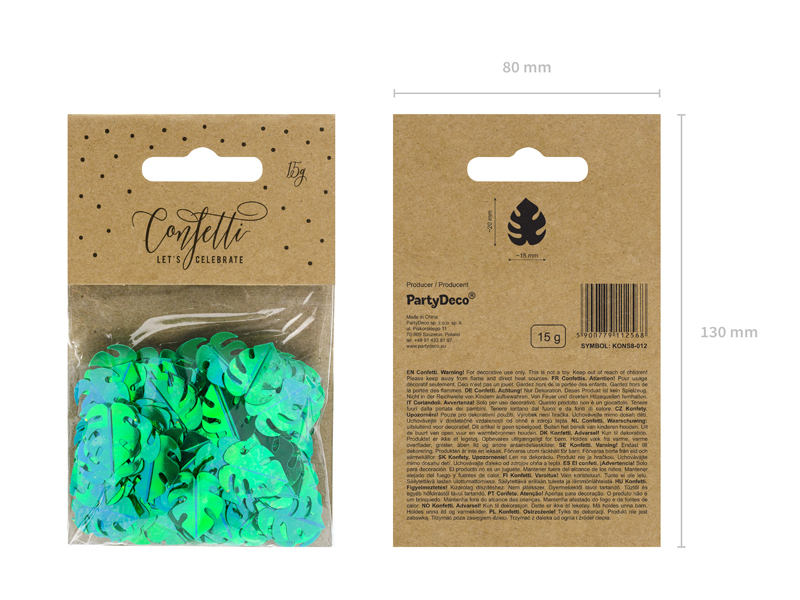 Konfetti metalizowane Liście, zielony, 15g - obrazek 3