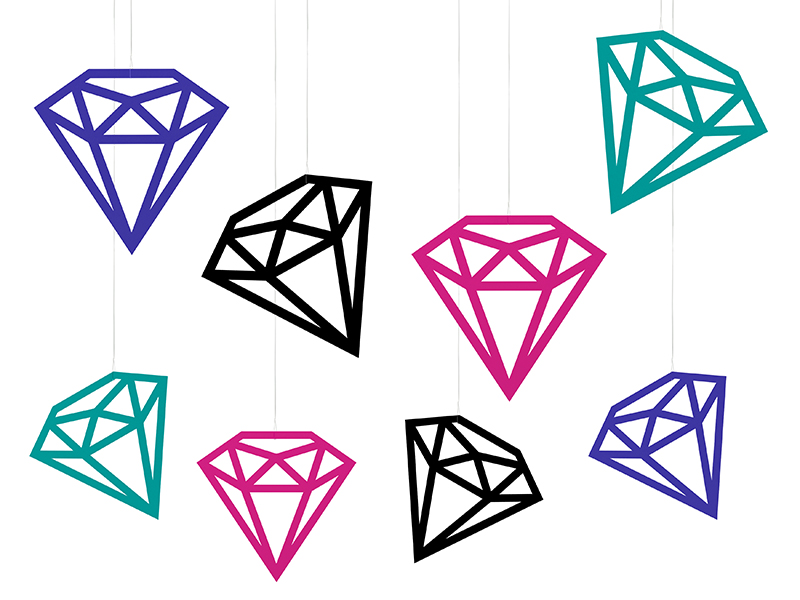 Dekoracje Diamenty, mix (1 op. / 8 szt.)