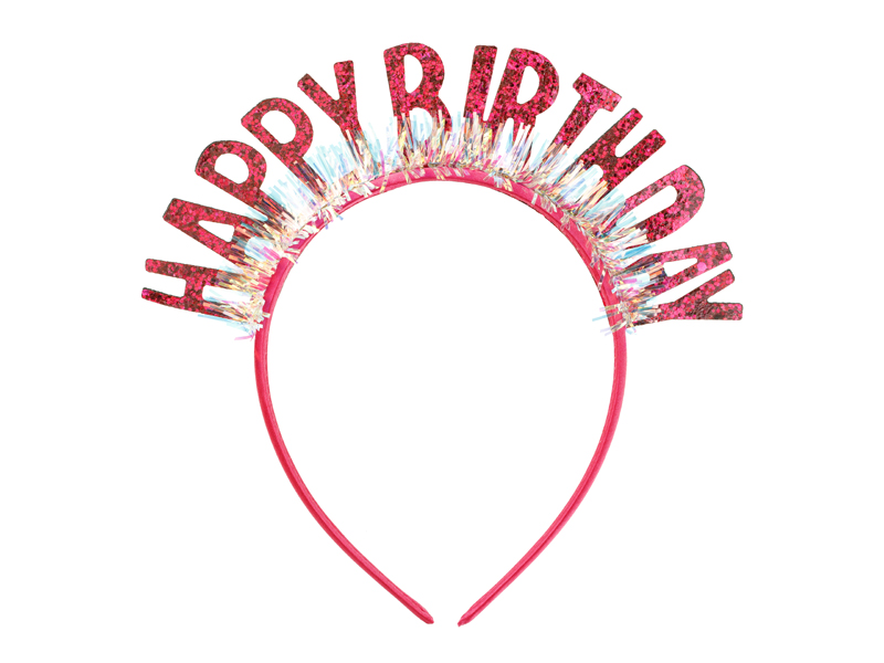 Opaska Happy Birthday 18x18 cm, różowy
