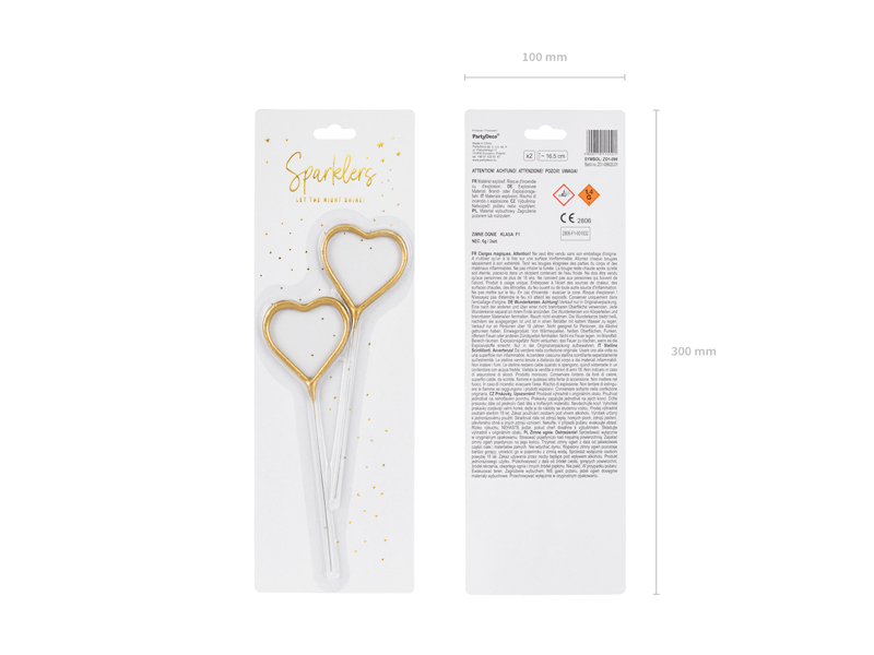 Zimne ognie Serce, złoty, 16.5cm (1 op. / 2 szt.) - obrazek 3