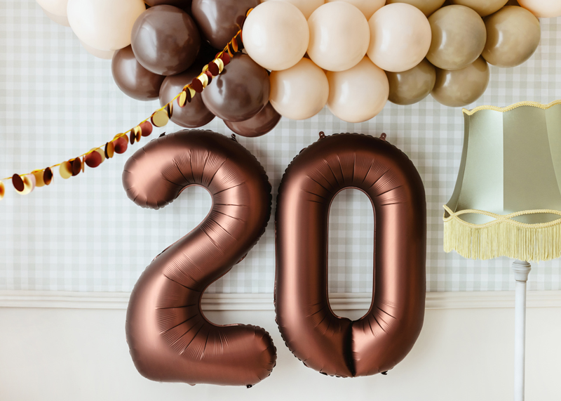 Balon foliowy Cyfra '2', 86cm, mocca - obrazek 2