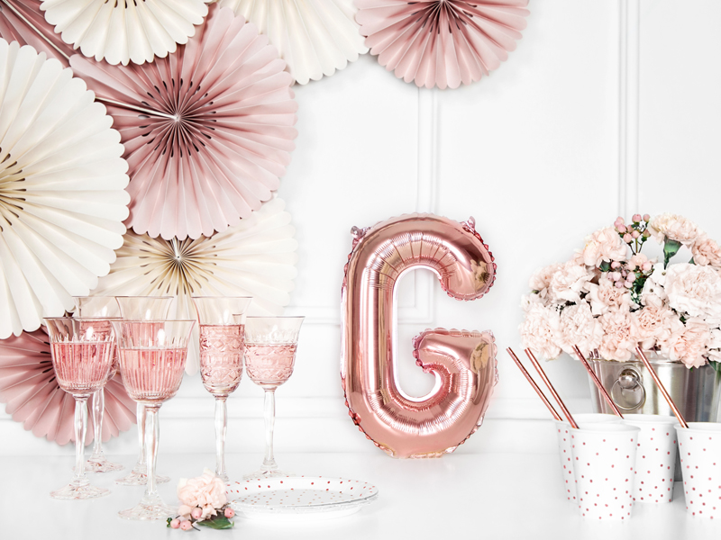Balon foliowy Litera ''G'', 35cm, różowe złoto - obrazek 3