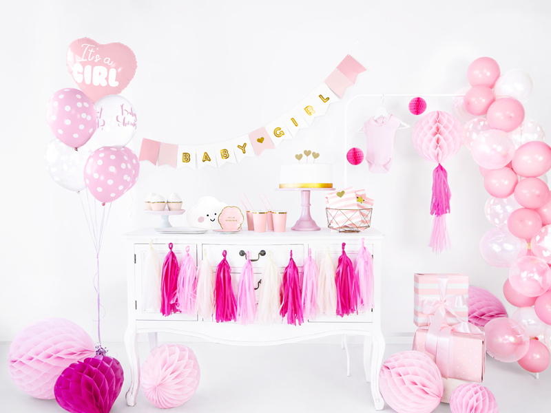Balony 30cm, Kropki, Pastel Baby Pink (1 op. / 50 szt.) - obrazek 4