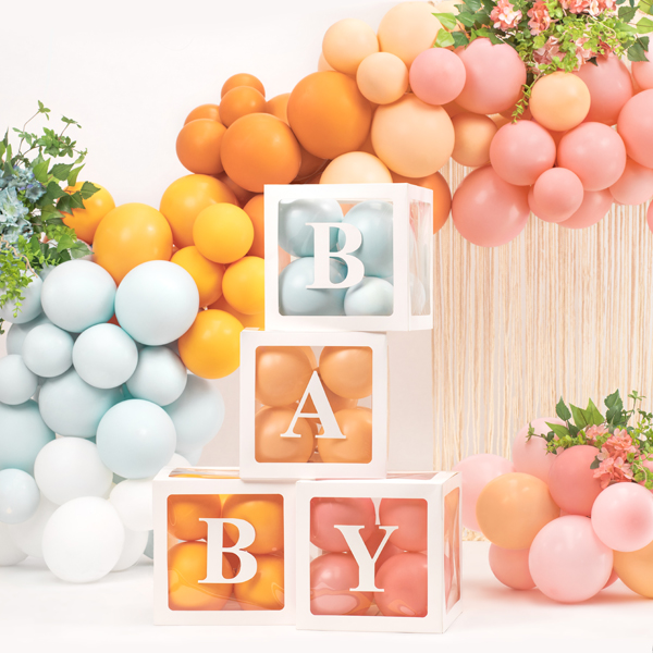 Pudełka na balony BABY, 30x30 cm, biały (1 op. / 4 szt.) - obrazek 2