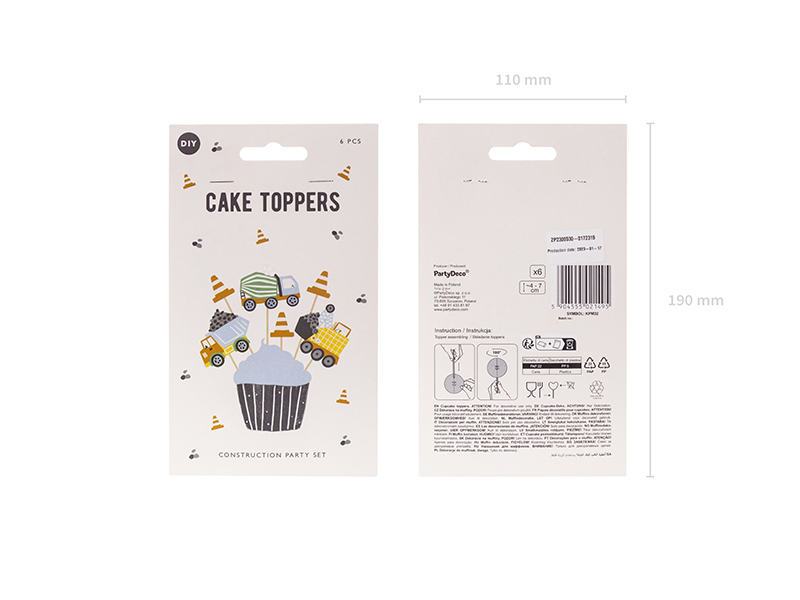 Dekoracje do muffinek - Pojazdy budowlane, 4-7 cm, mix (1 op. / 6 szt.) - obrazek 5
