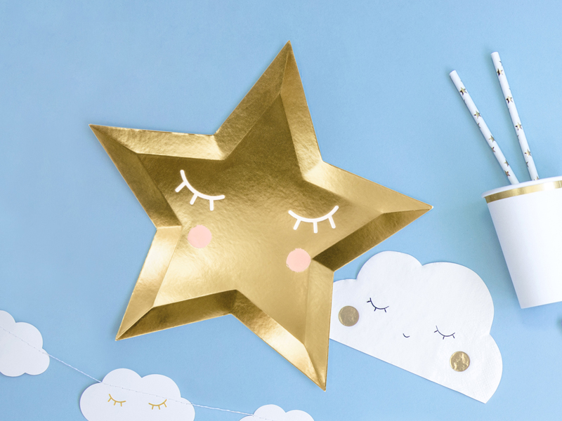 Talerzyki Little Star - Gwiazda, złoty, 27cm (1 op. / 6 szt.) - obrazek 2