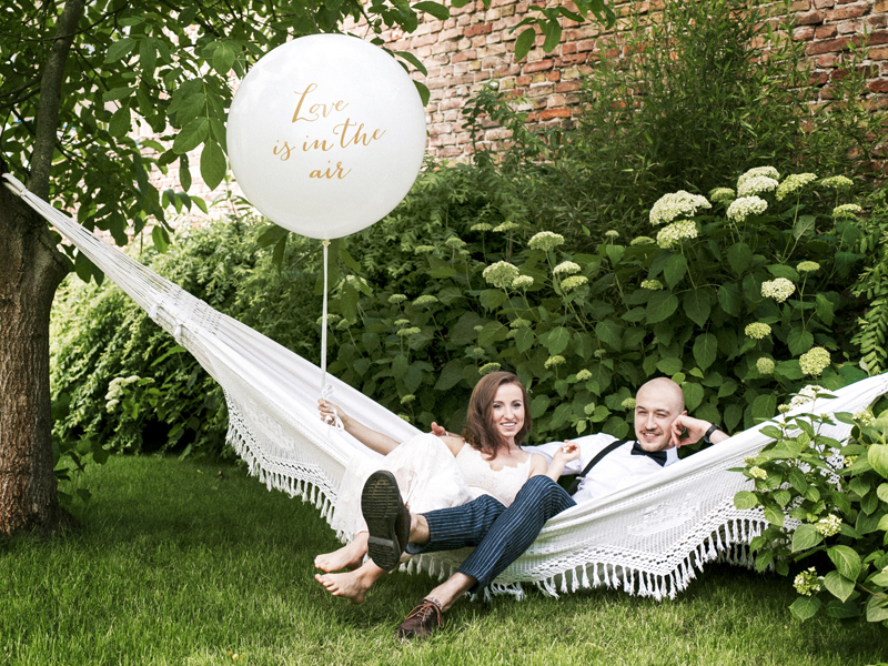 Balon 1 m, Love is in the air, biały - obrazek 2