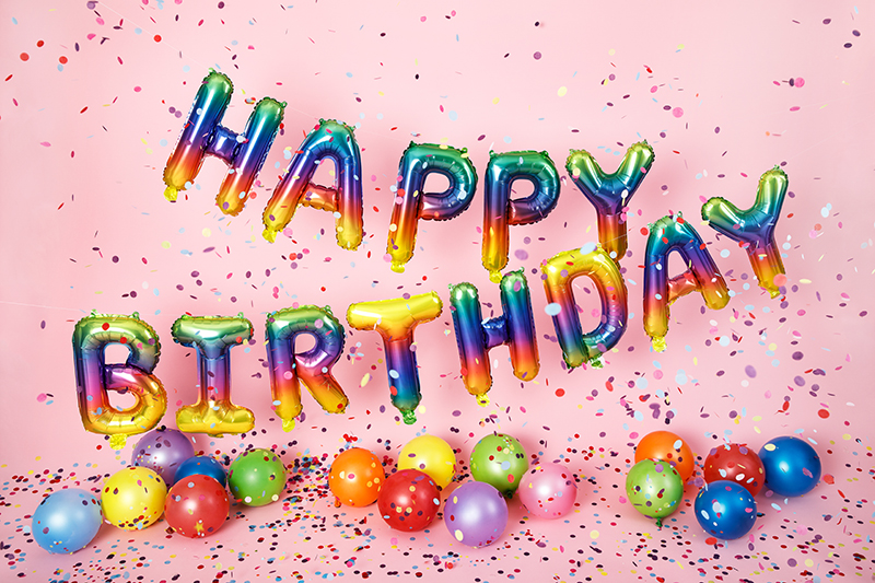 Balon foliowy Happy Birthday, 340x35cm, tęczowy - obrazek 2